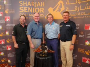 Rafferty is pictured with Malcolm Mackenzie, Des Smyth and Paul Broadhurst at last year's Sharjah Senior Invitational